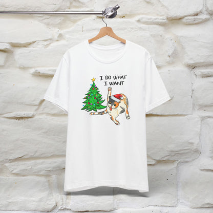 I Do What I want Funny T-Shirt | Festive Cat Christmas Shirt for Men & Women | 100% Cotton*