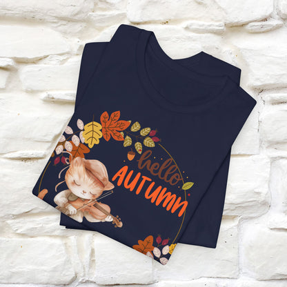 "Hello Autumn" Cat T-Shirt for Men & Women | 100% Cotton | Cozy Fall Fashion