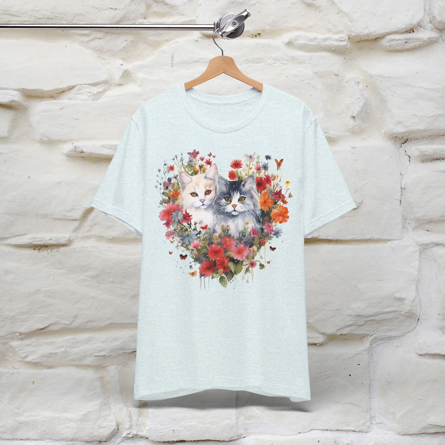 ''Heart Of Flower'' Cat T-shirt for Women 100% Cotton* - Nunu&Miao Studio