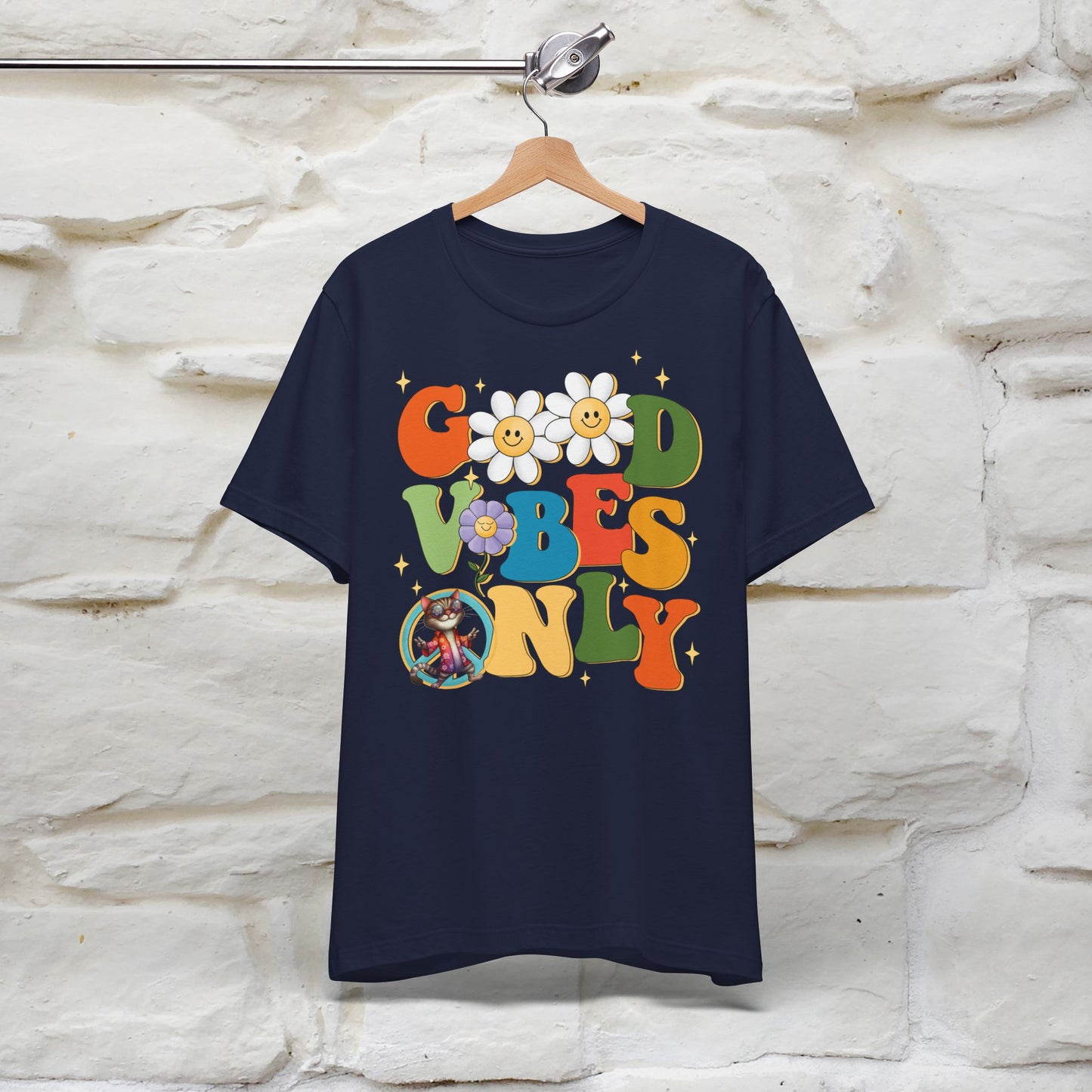 Good Vibes Only Cat T-Shirt for Men & Women | 100% Cotton* Positive Cat Lover Tee