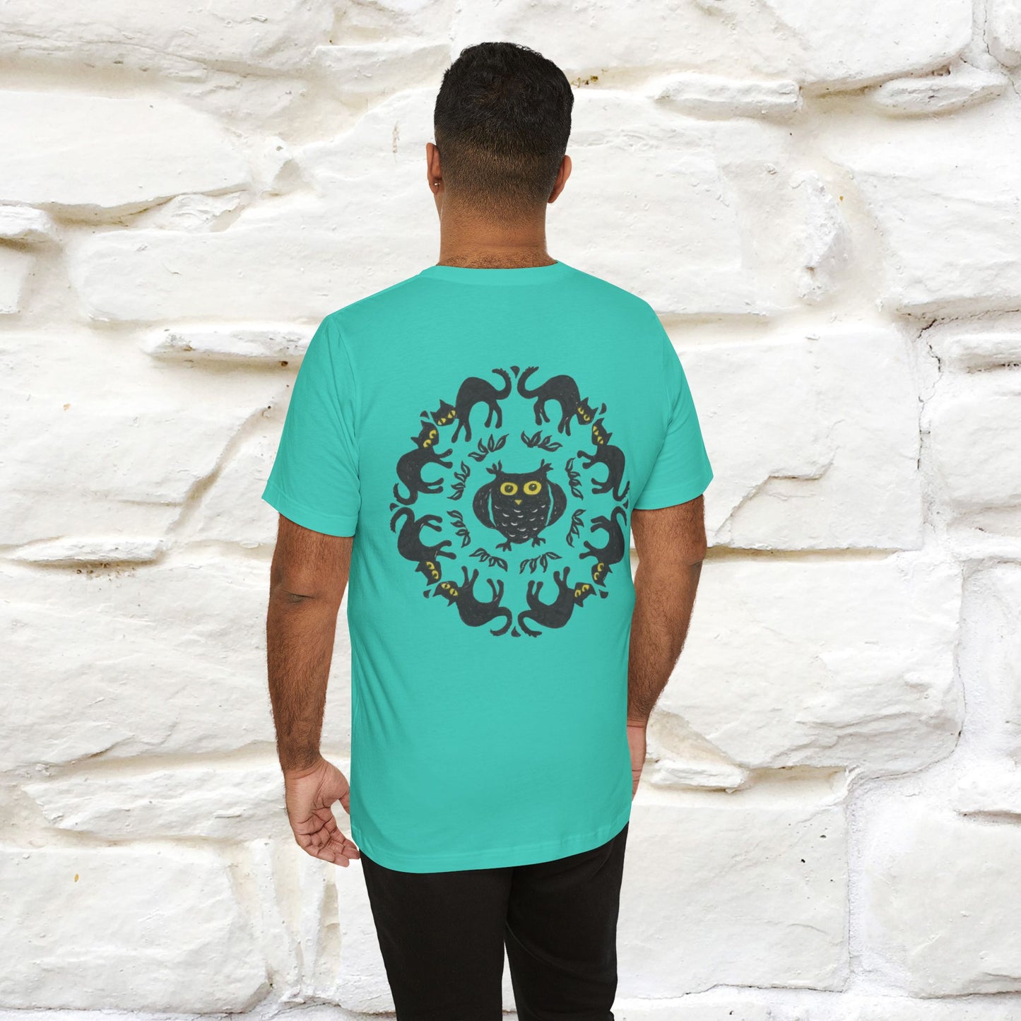 ''Black Cat Circle'' Cat T-Shirt Front and Back Design | Nunu&Miao Studio