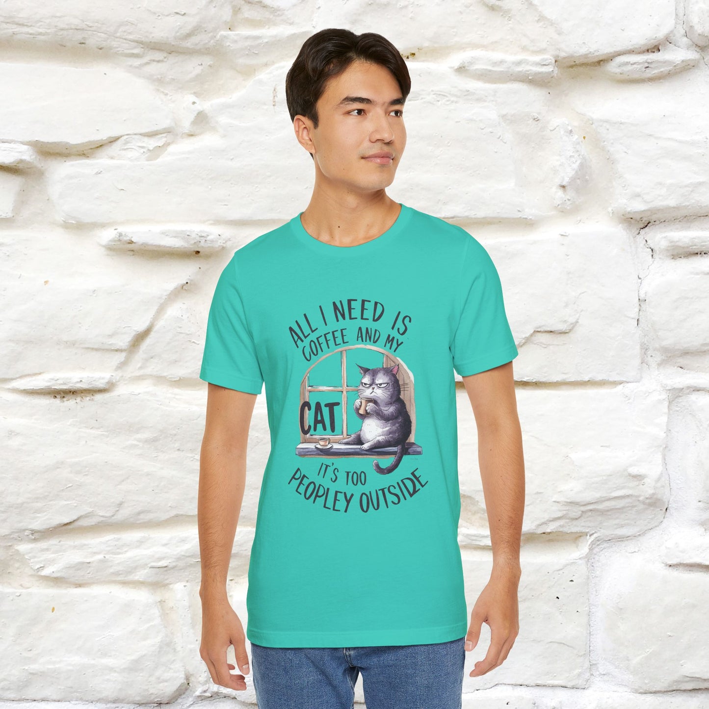 ''All I Need Is Coffee and My Cat, It's Too Peopley Outside''| Cat T-Shirt | Nunu&Miao Studio