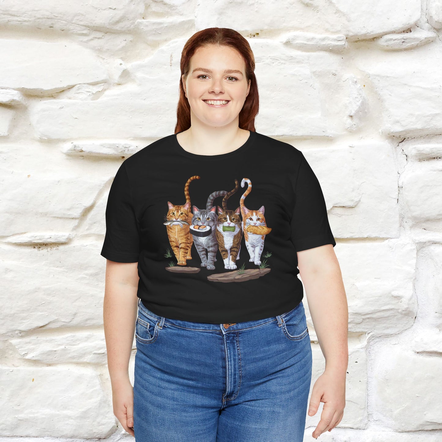 Four Cats' Feast: Feline Food Frenzy T-Shirt for Men & Women | 100% Cotton*