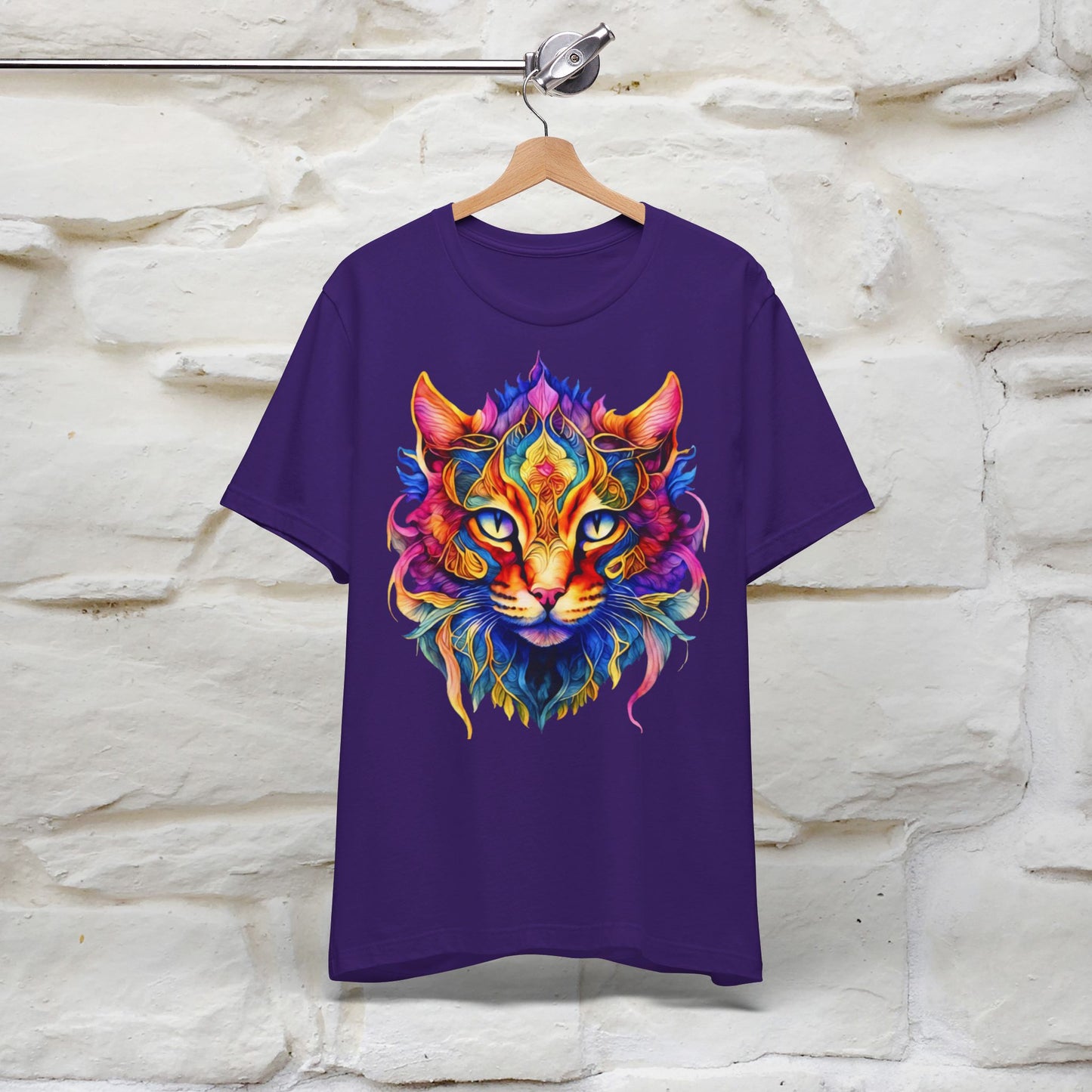 ''Fire Rainbow Cat'' T-shirt for Man 100% Cotton. - Nunu&Miao Studio