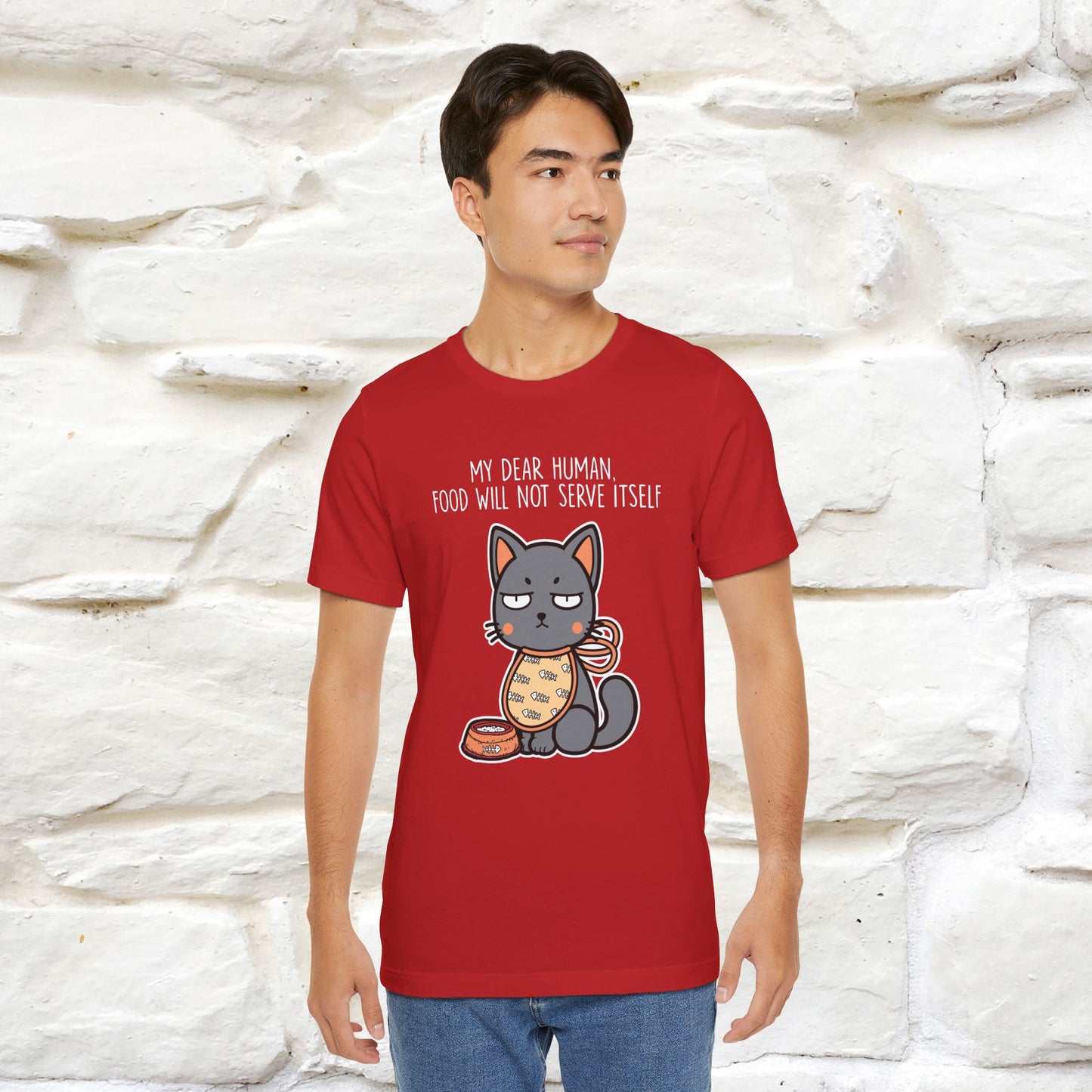 "Dear Human, Food Will Not Serve Itself" Funny Cat T-Shirt for Men & Women | 100% Cotton* 🐾