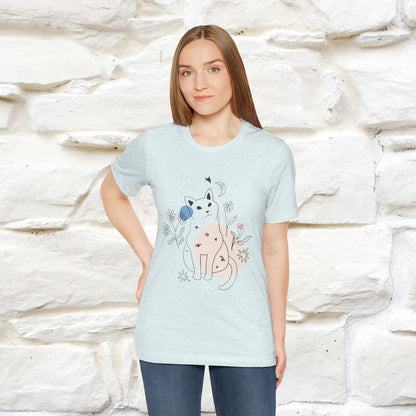 "Night Garden Cat T-Shirt for Men & Women | 100% Cotton* | Enchanting Cat Lover Tee 🐾"