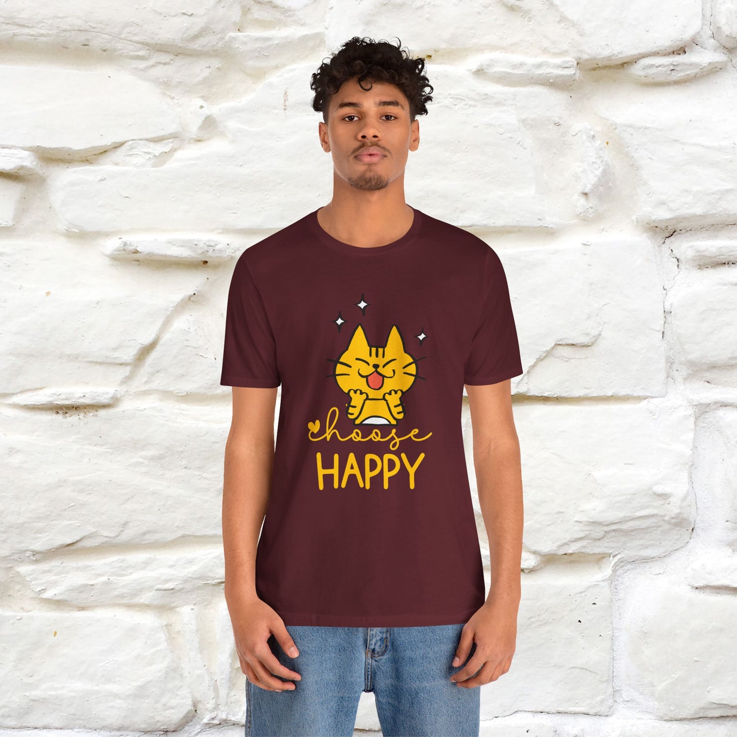 "Choose Happy" Cat T-Shirt for Men & Women | 100% Cotton* | Positive Tee 🐾