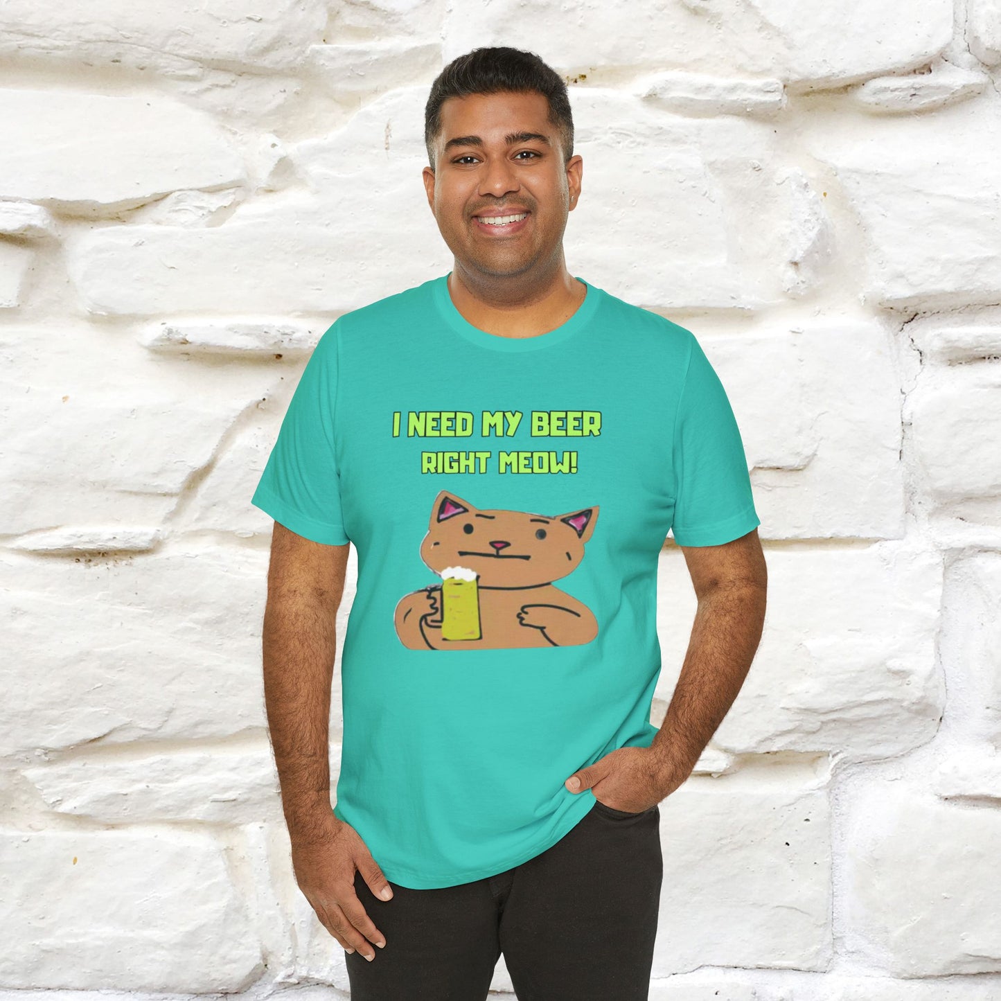"I Need My Beer Right Meow!" Cat  T-shirt |Nunu&Miao Studio