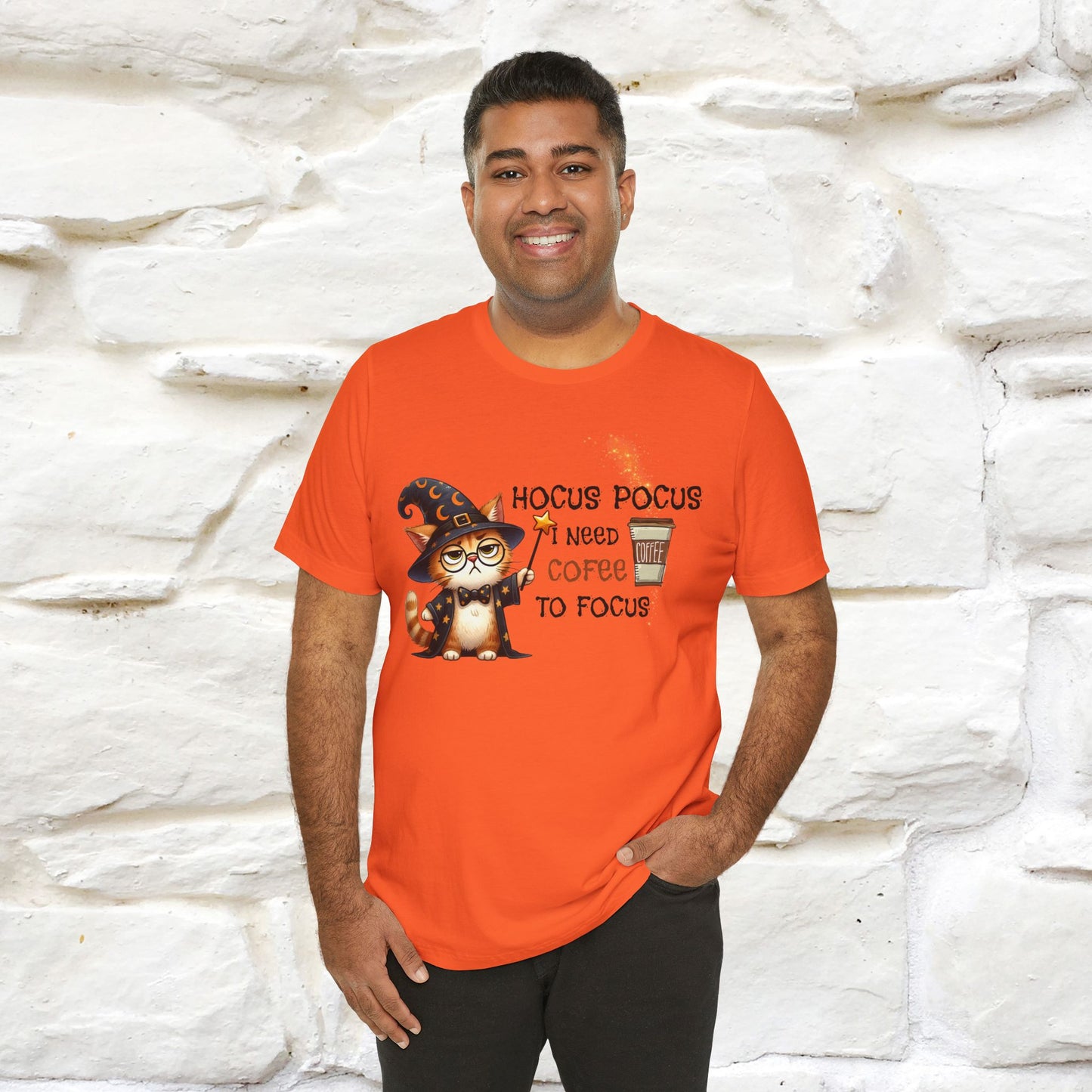 ''Hocus Pocus I Need Coffe To Focus'' Funny Cat Shirt | Nunu&Miao Studio