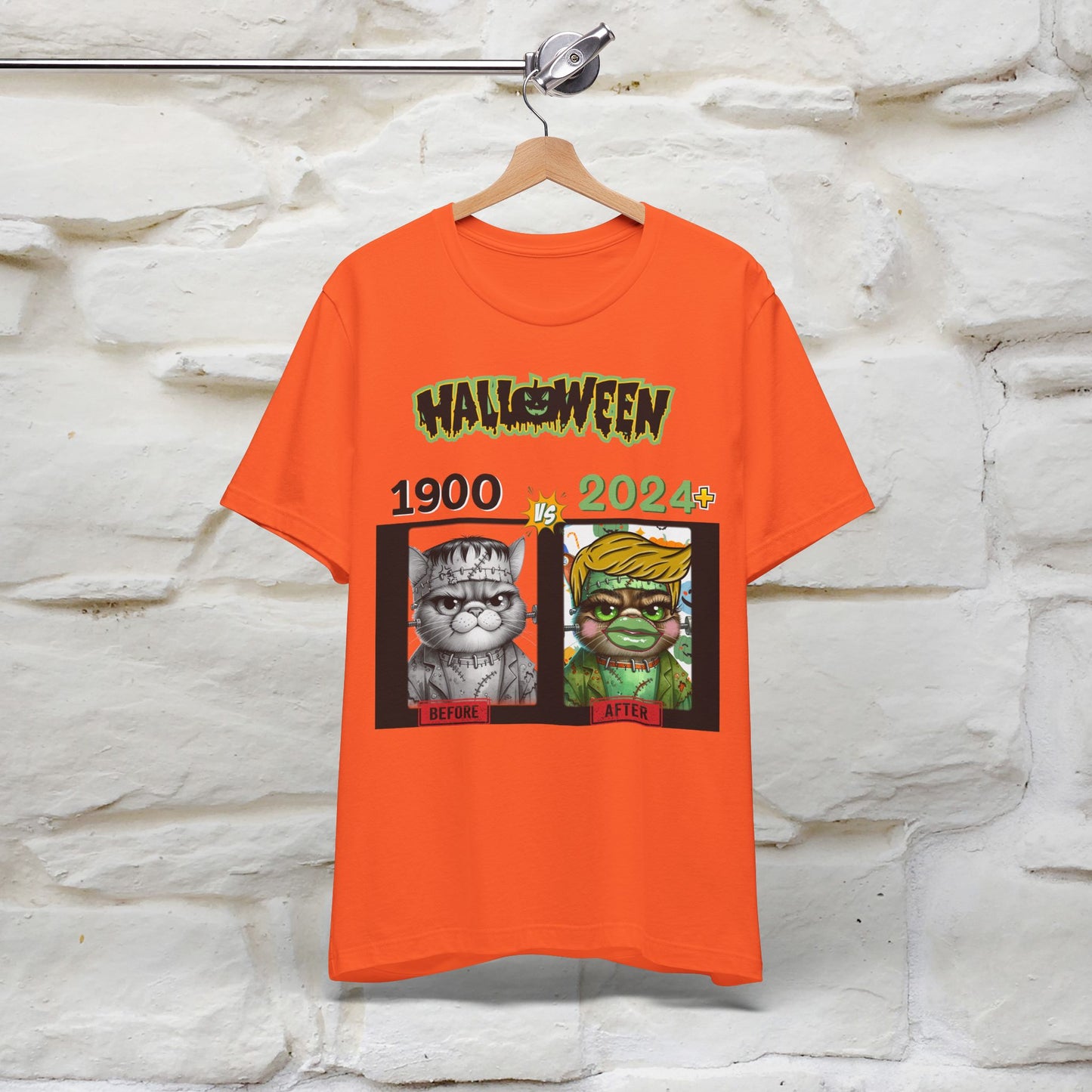 '' Halloween Time to update the look! Before And After '' Cat Unisex T-shirt 100% Cotton*