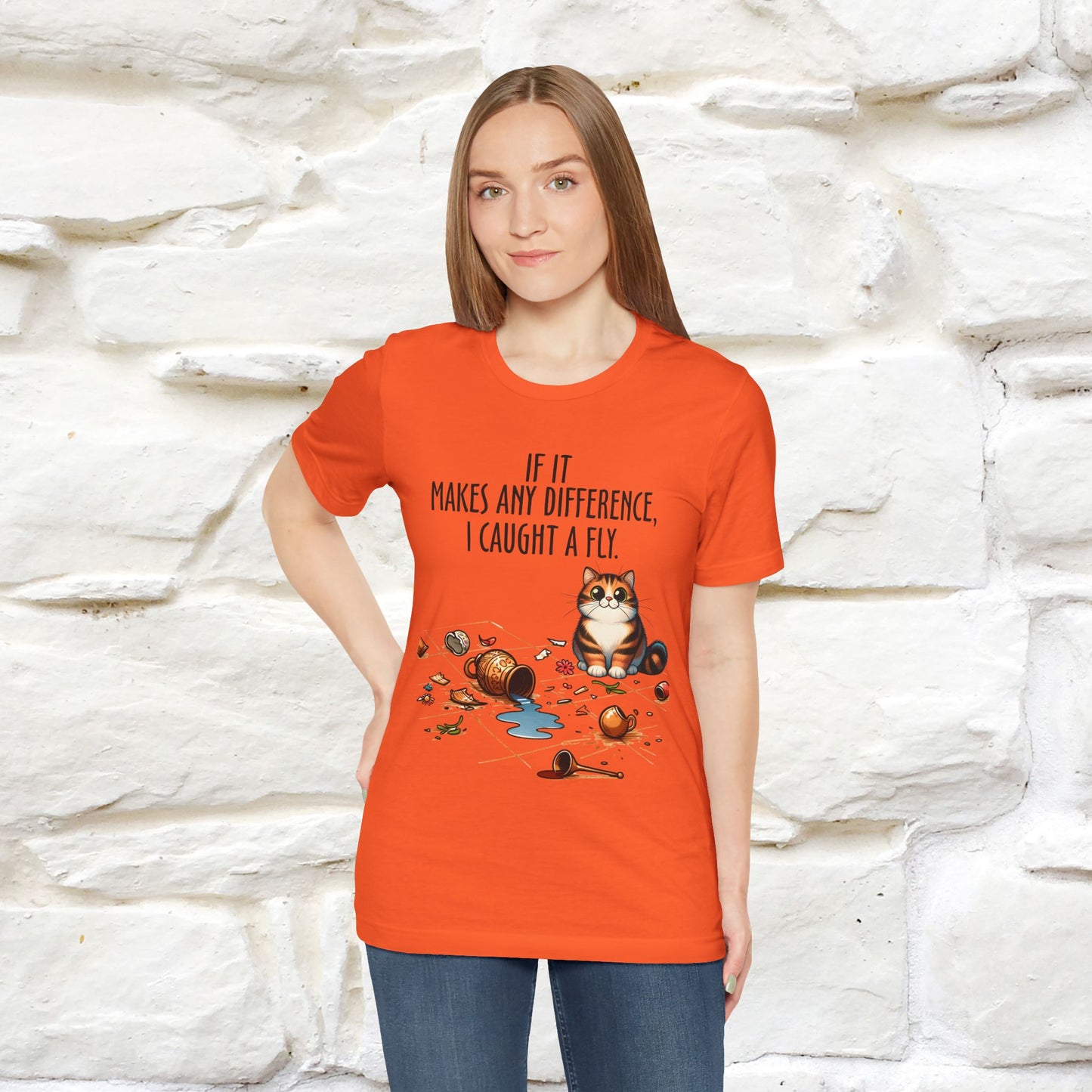 "If It Makes Any Difference, I Caught A Fly" Funny Cat T-Shirt for Men & Women | 100% Cotton* 🐾