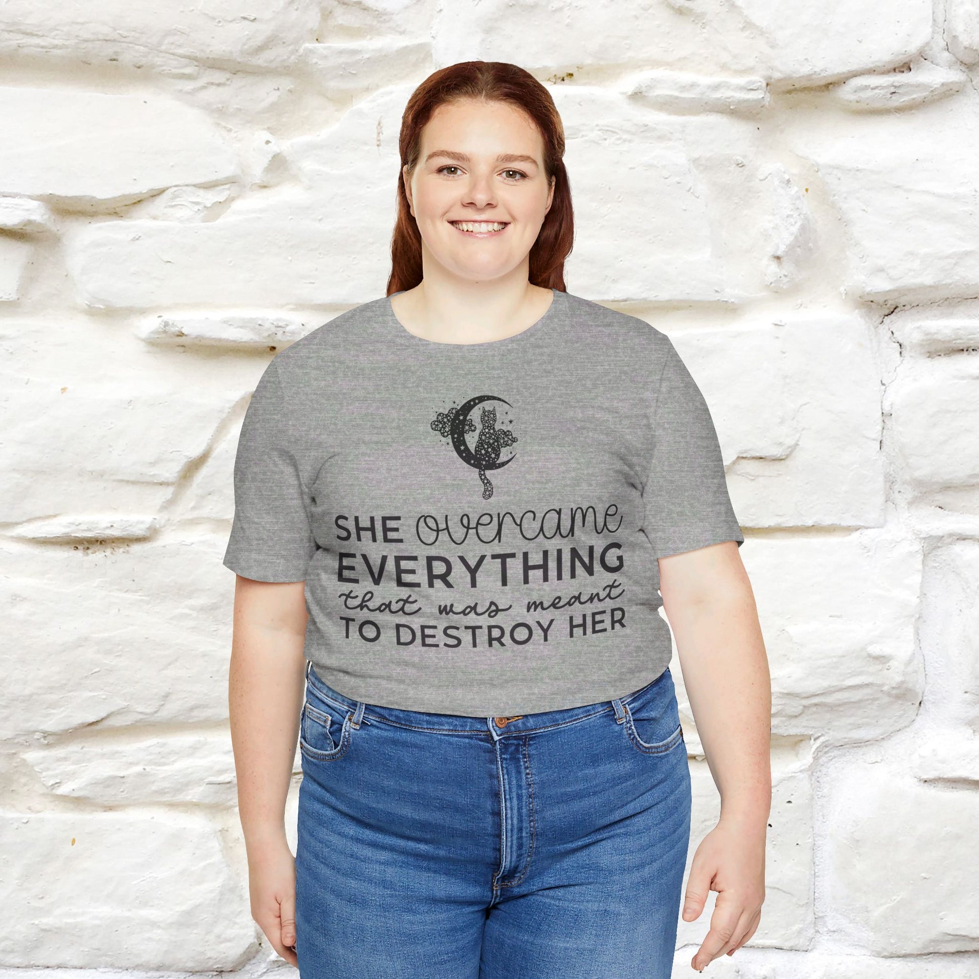 ''She Overcome Everything That Was Meant To Destory Her'' T-shirt for Women 100% Cotton* - Nunu&Miao Studio