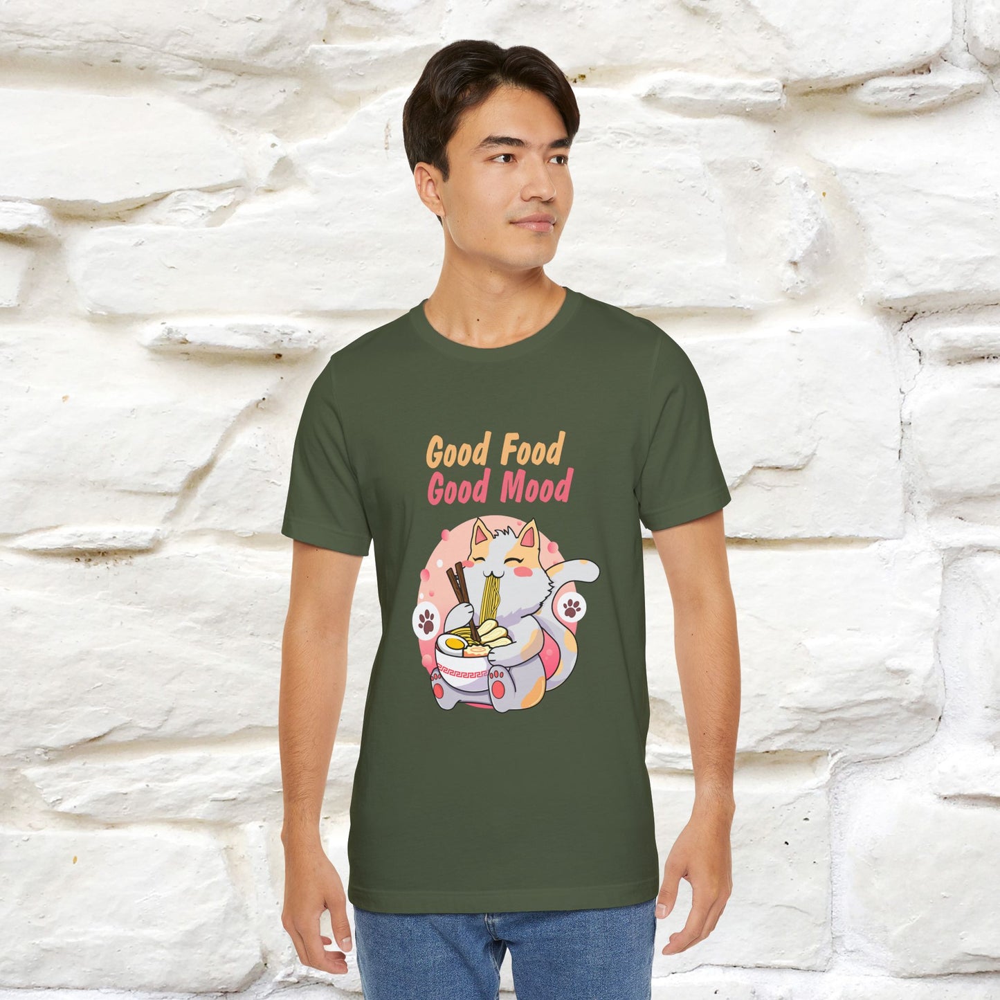 "Good Food Good Mood" Cat T-shirt for Men & Women | 100% Cotton*