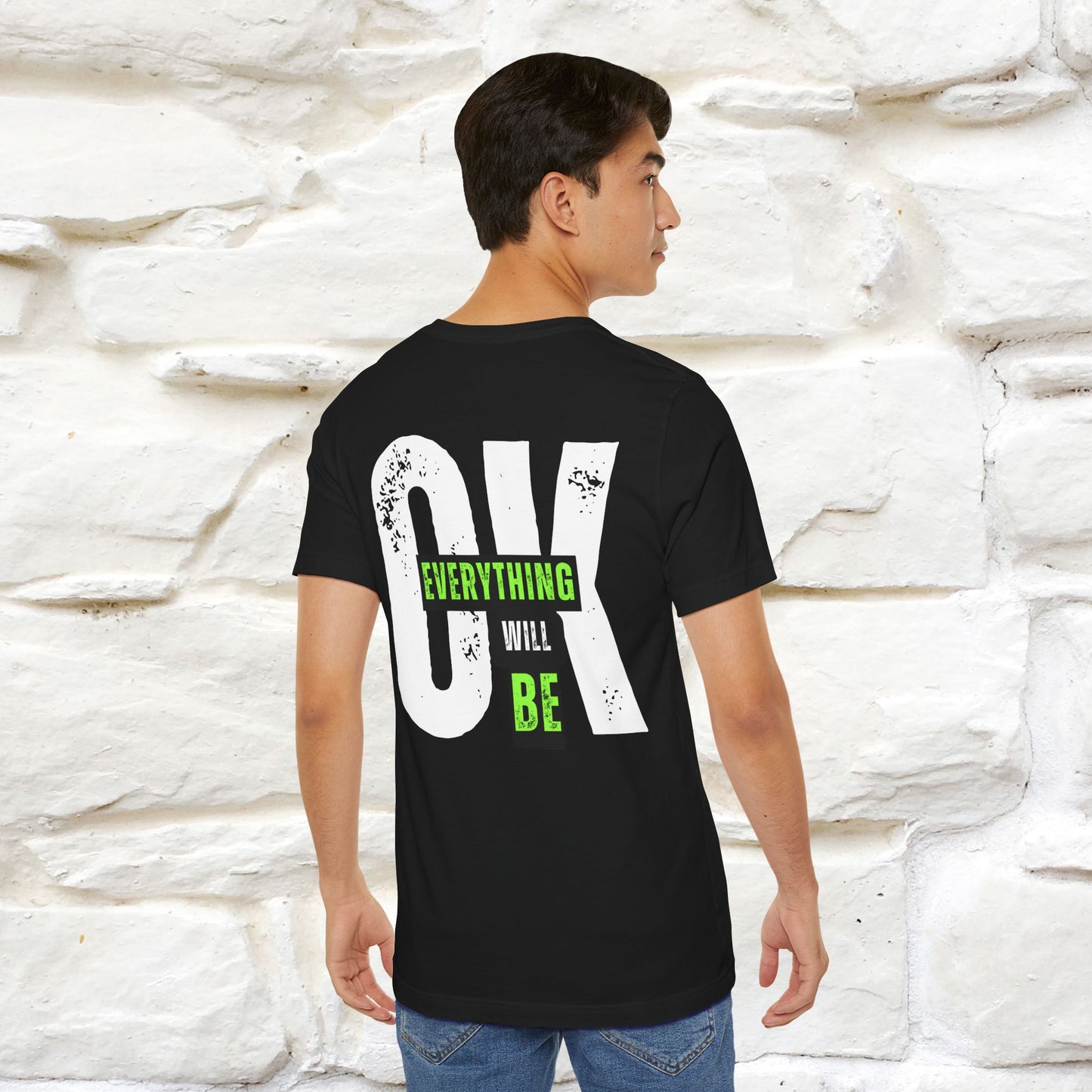 ''Everything Will Be Ok '' Cat T-Shirt Front and Back Design | Nunu&Miao Studio