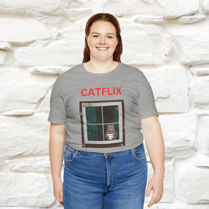 "Catflix" Cat T-shirt for Men & Women| 100% Cotton 🐾