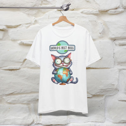 "World's Best Boss" Cat T-shirt for Men & Women | 100% Cotton 🐾 | Funny Cat Lover Tee