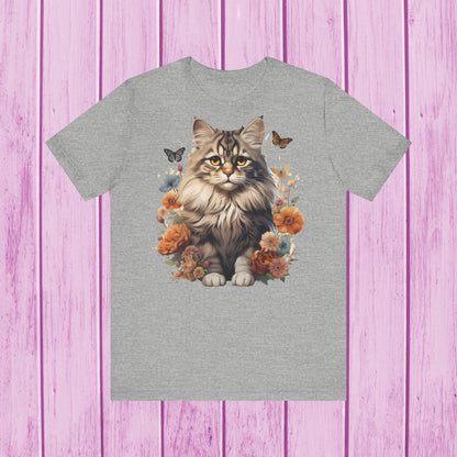 ''Floral Feline Fantasy'' Cat T-shirt for Women 100% Cotton*