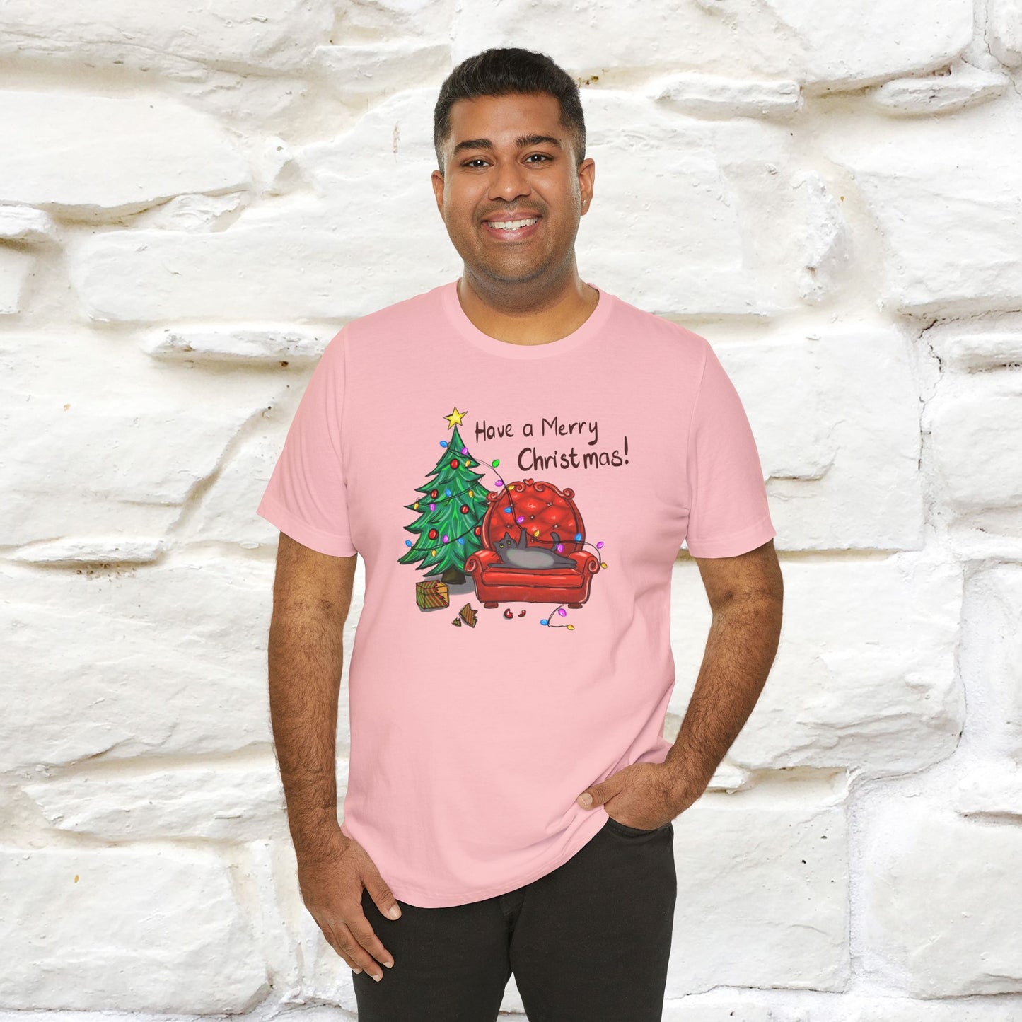 Have a Merry Christmas | Festive Cat Christmas Shirt for Men & Women | 100% Cotton