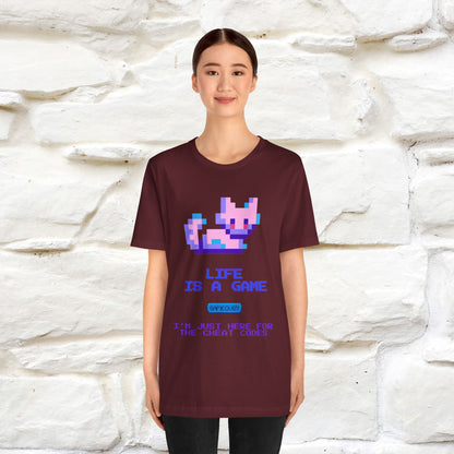 "Life Is A Game, I Am Just Here Fo The Cheat Code" Funny Cat T-Shirt for Men & Women | 100% Cotton* - Nunu&Miao Studio