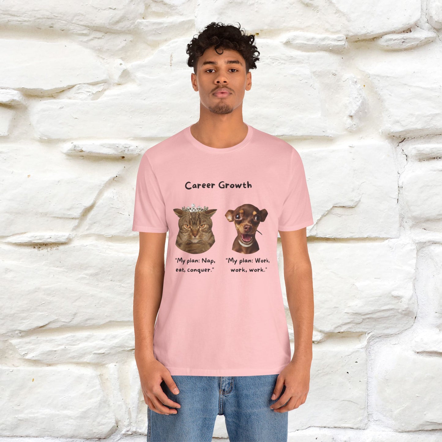 "Career Growth: Cat vs. Dog" Funny T-Shirt for Men & Women | 100% Cotton* 🐾