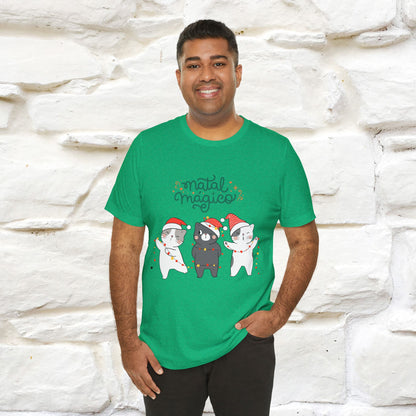 "Natal Magico" Cat T-shirt for Men & Women | 100% Cotton* 🐾 | Magical Holiday Cat Tee