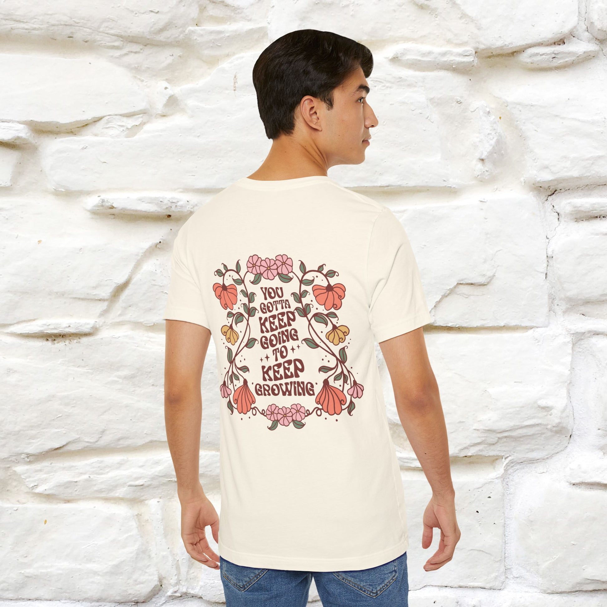 ''You Gotta Keep Going To Keep Growing" Cat T-Shirt| Front & Back Design | Nunu&Miao Studio - Nunu&Miao Studio