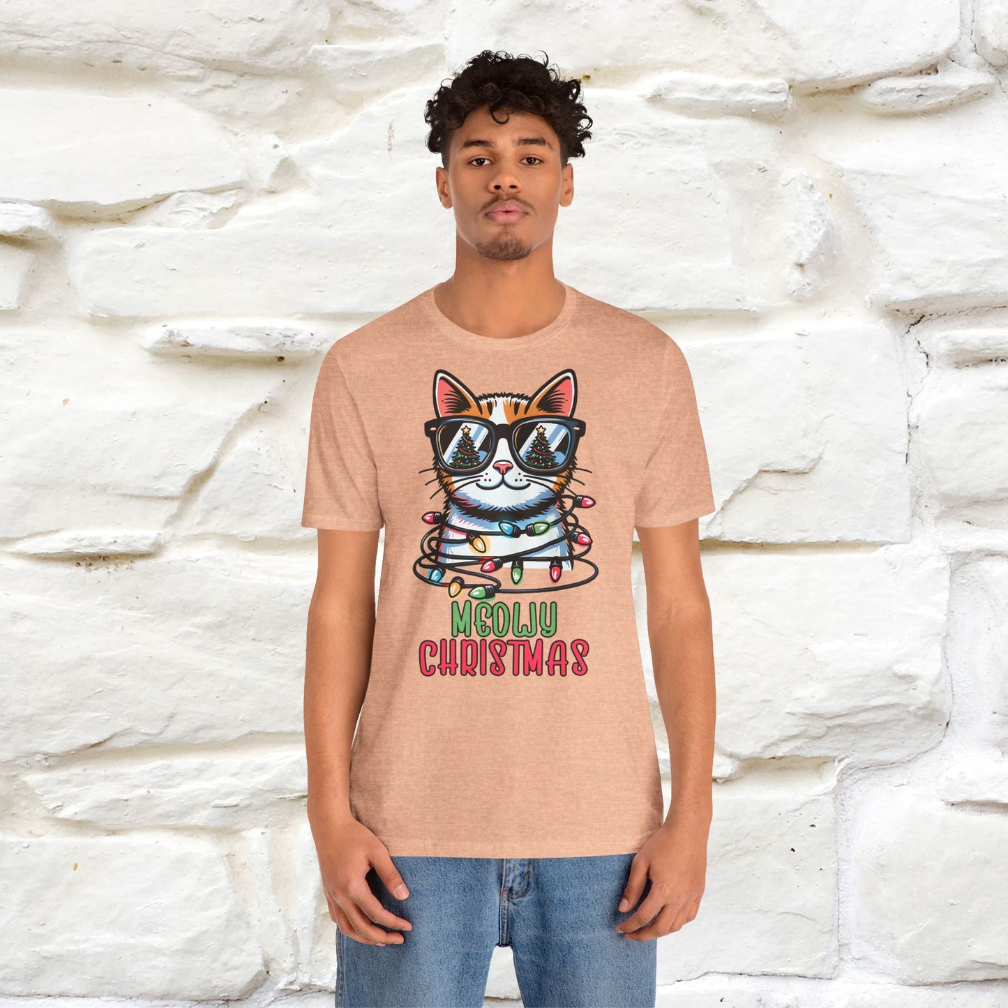 Meowy Christmas T-Shirt | Festive Cat Christmas Shirt for Men & Women | 100% Cotton