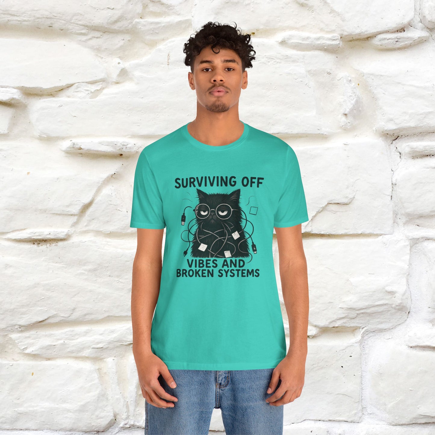 "Surviving Off...Vibes And Broken .. " |Cat T-Shirt | Nunu&Miao Studio