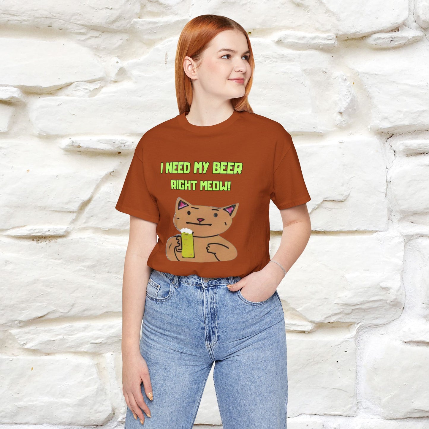 "I Need My Beer Right Meow!" Cat  T-shirt |Nunu&Miao Studio