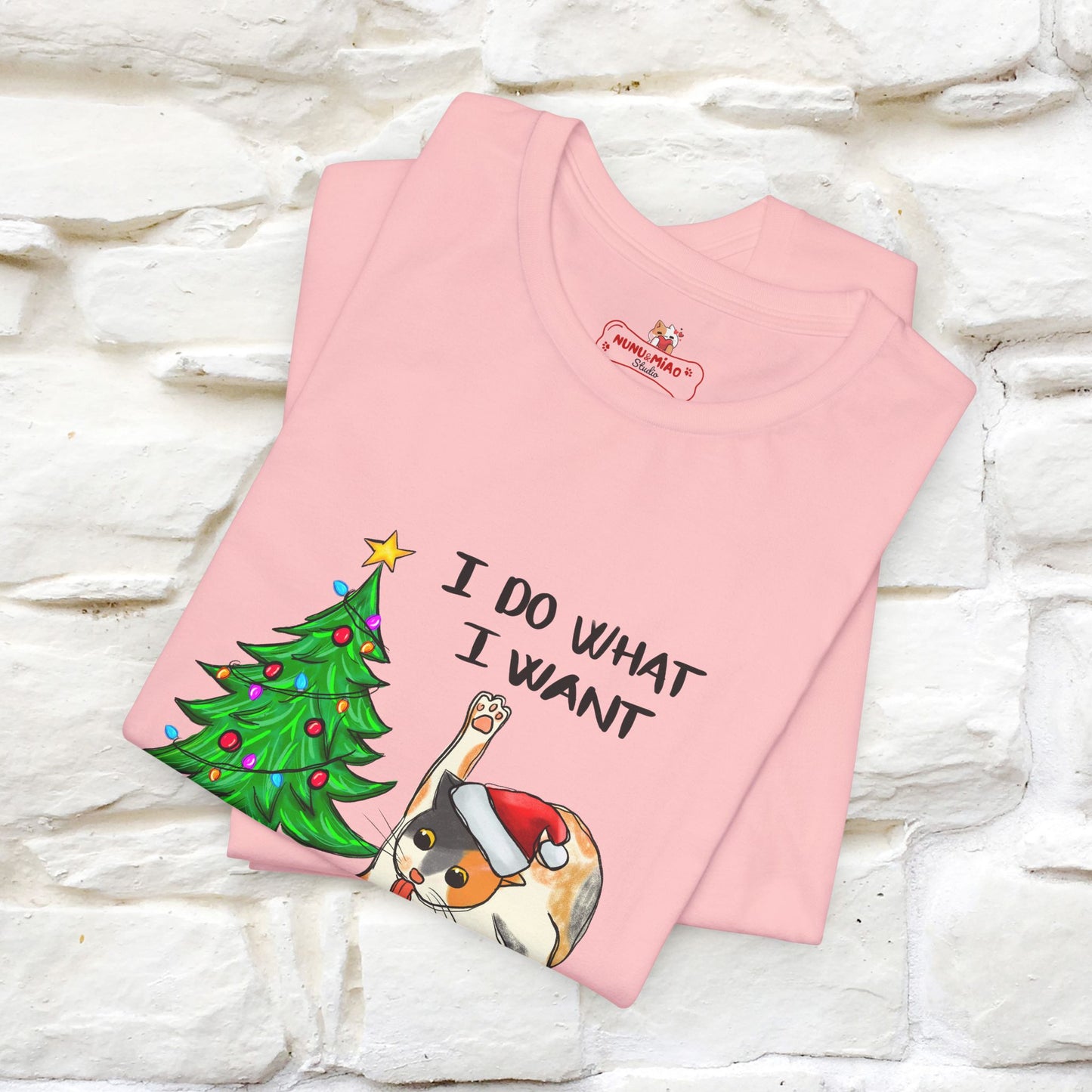 I Do What I want Funny T-Shirt | Festive Cat Christmas Shirt for Men & Women | 100% Cotton*