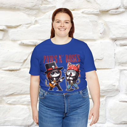 Paws N' Roses T-Shirt | Rock-Inspired Cat Lover  | Nunu&Miao Studio - Nunu&Miao Studio