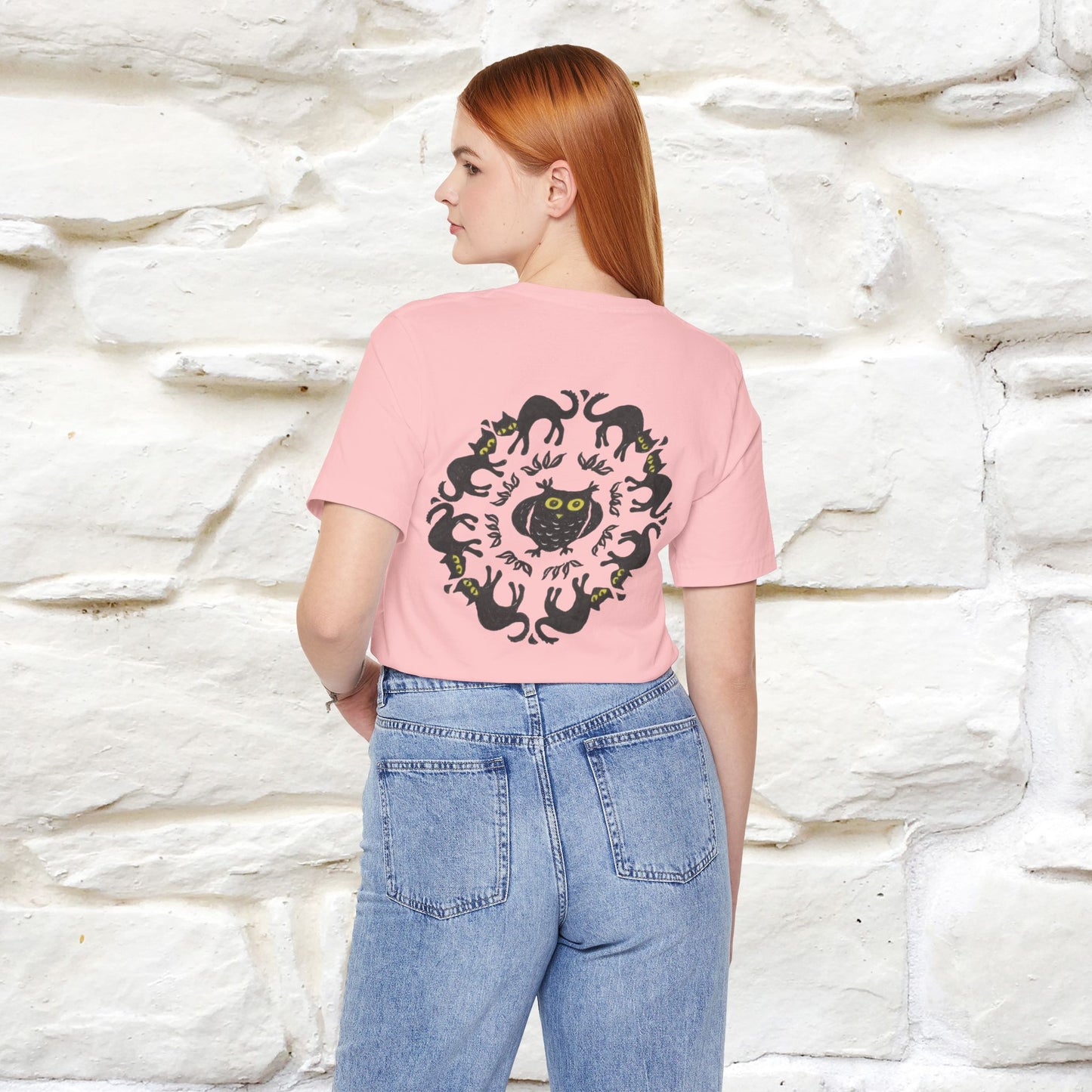 ''Black Cat Circle'' Cat T-Shirt Front and Back Design | Nunu&Miao Studio