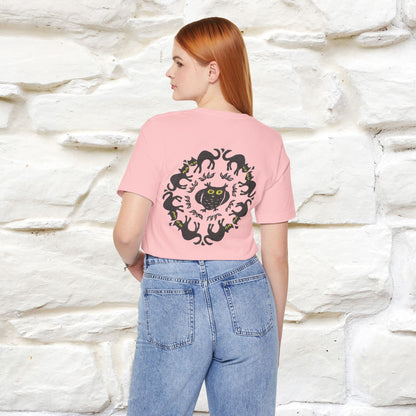 ''Black Cat Circle'' Cat T-Shirt Front and Back Design | Nunu&Miao Studio
