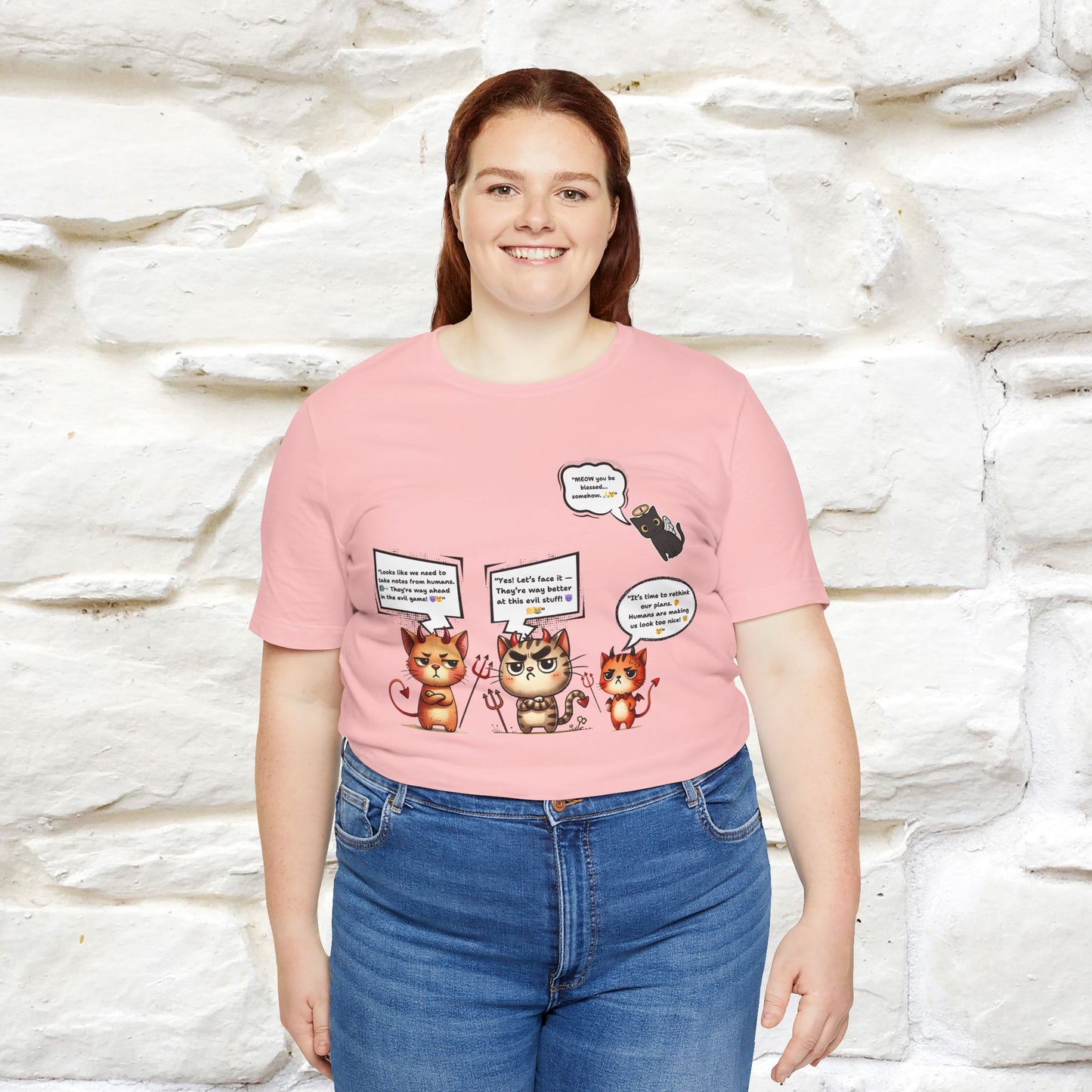 "Humans Are Way Ahead In The Evil Game! 😈😼" Cat  T-shirt |Nunu&Miao Studio