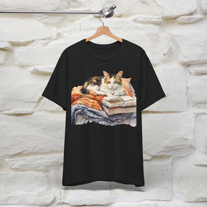 "Literary Catnap" T-shirt for Men and Women 100% Cotton.