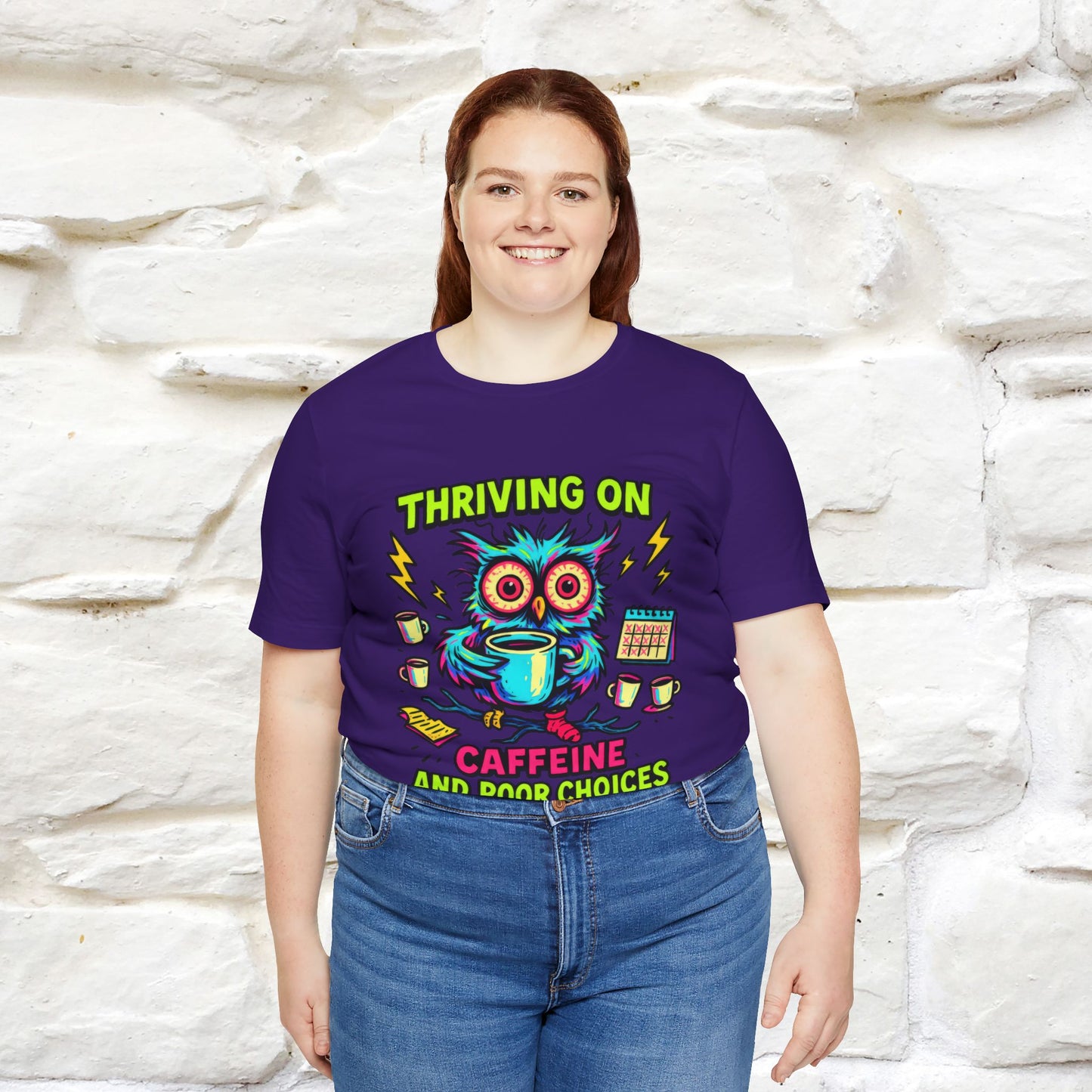 ''Thriving On Caffeine And Poor Choices''|  Sarcastic Cat T-Shirt | Nunu&Miao Studio