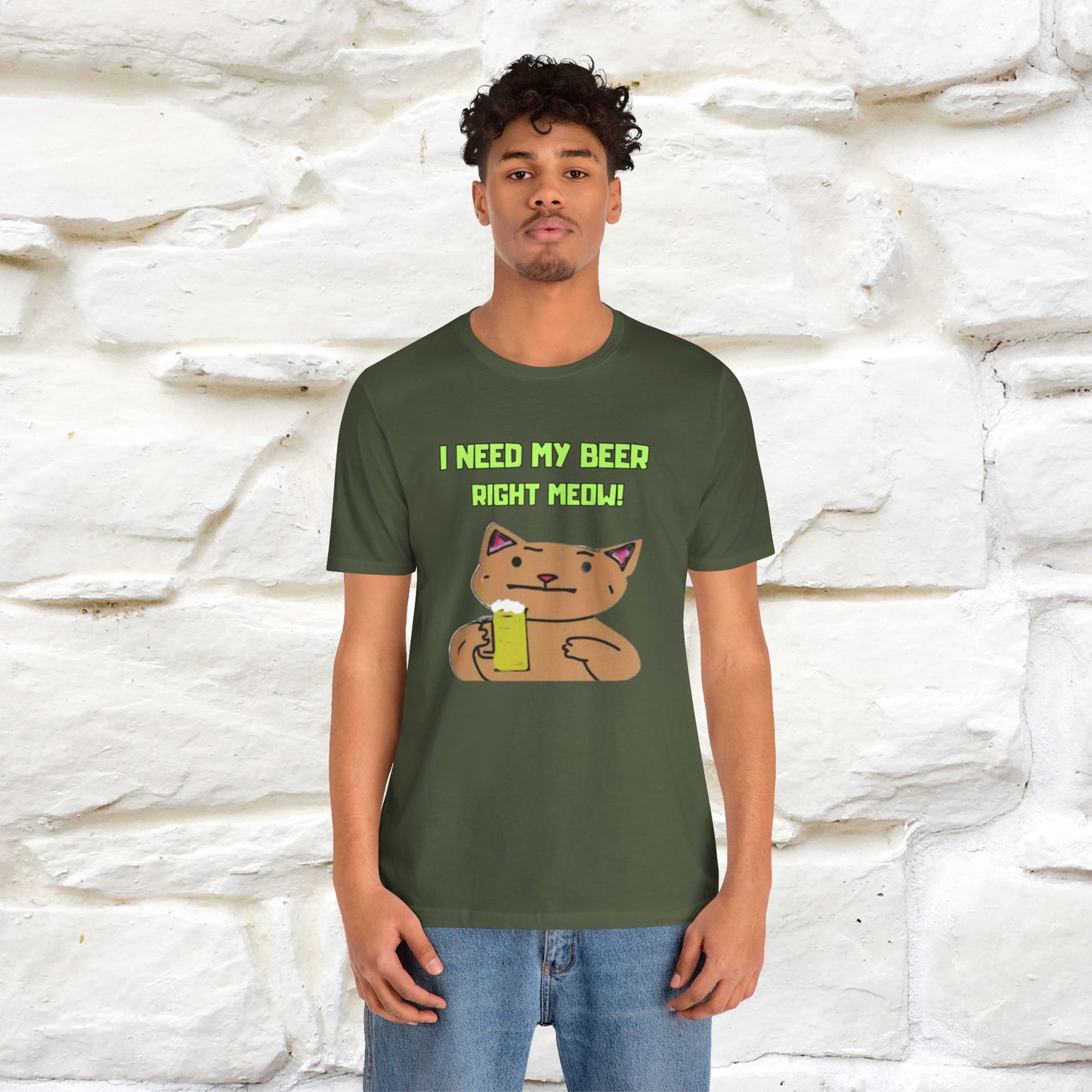 "I Need My Beer Right Meow!" Cat  T-shirt |Nunu&Miao Studio