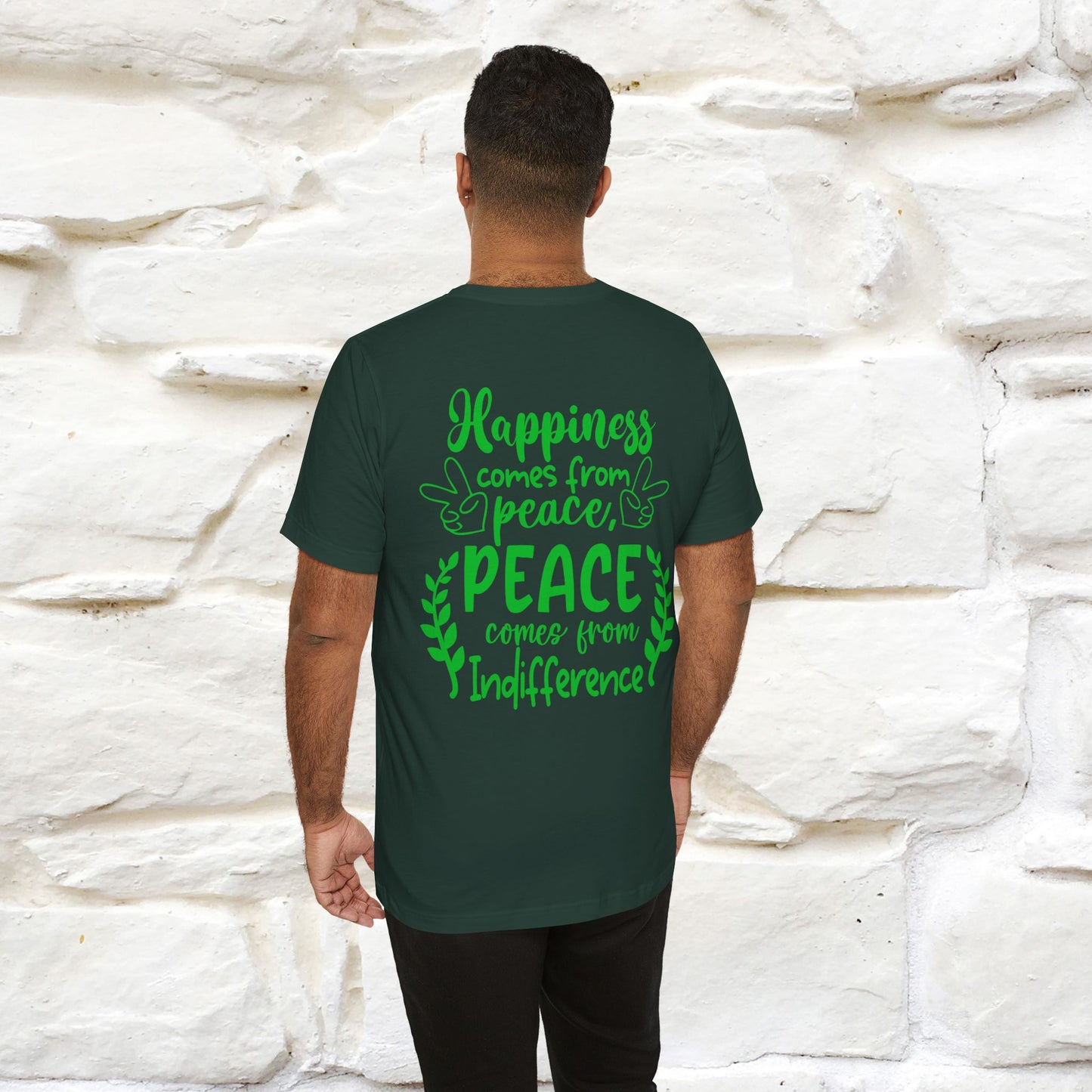 "Happiness Comes From Peace, Peace Comes From Indifference" Cat T-Shirt for Men & Women | Front & Back Design | 100% Cotton*