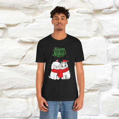 Buon Natale Cat and Dog T-shirt for Men & Women | 100% Cotton* 🐾 | Festive Holiday Shirt