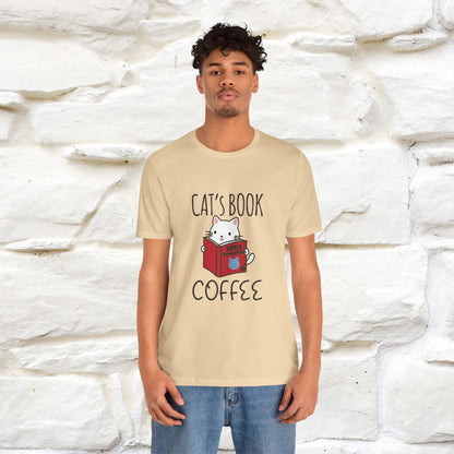 "Cat's Book Coffee" Cat T-Shirt for Men & Women | 100% Cotton* | Cozy Vibes for Book & Cat Lovers