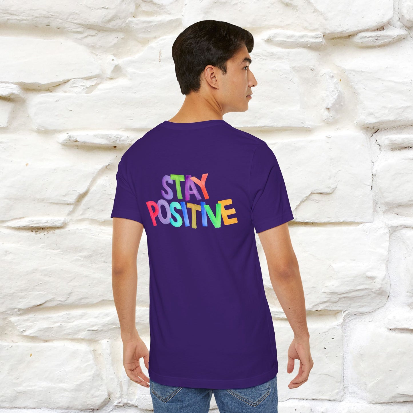 "Stay Positive'' Cat T-Shirt | Front & Back Design | Nunu&Miao Studio
