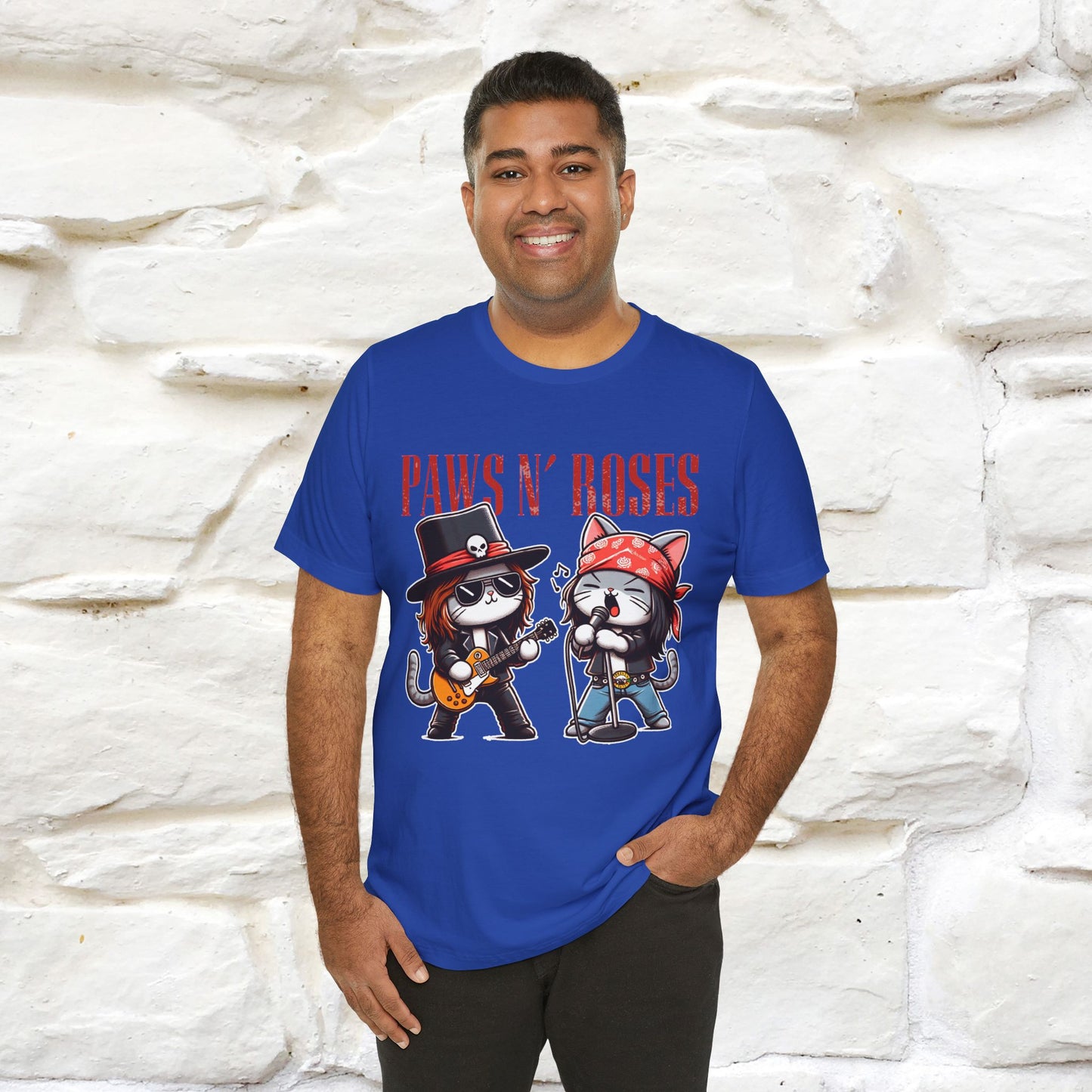 Paws N' Roses T-Shirt | Rock-Inspired Cat Lover  | Nunu&Miao Studio - Nunu&Miao Studio