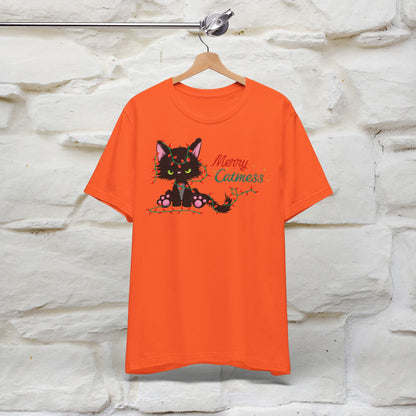 Merry Catmess Cat T-Shirt | Funny Christmas Cat Shirt for Men & Women | 100% Cotton