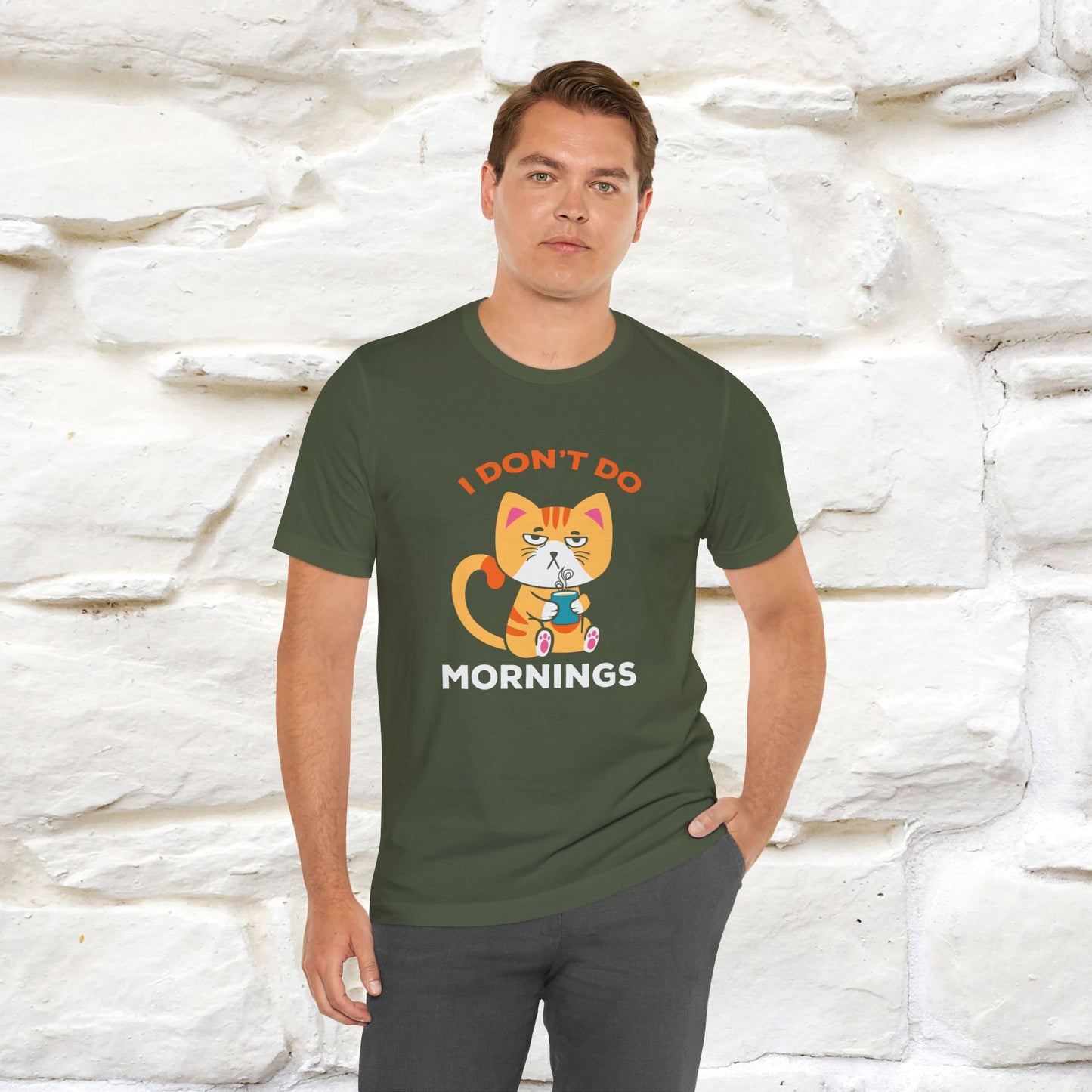 ''I Don't Do Mornings''  Cat T-shirt for Men and Women 100% Cotton*