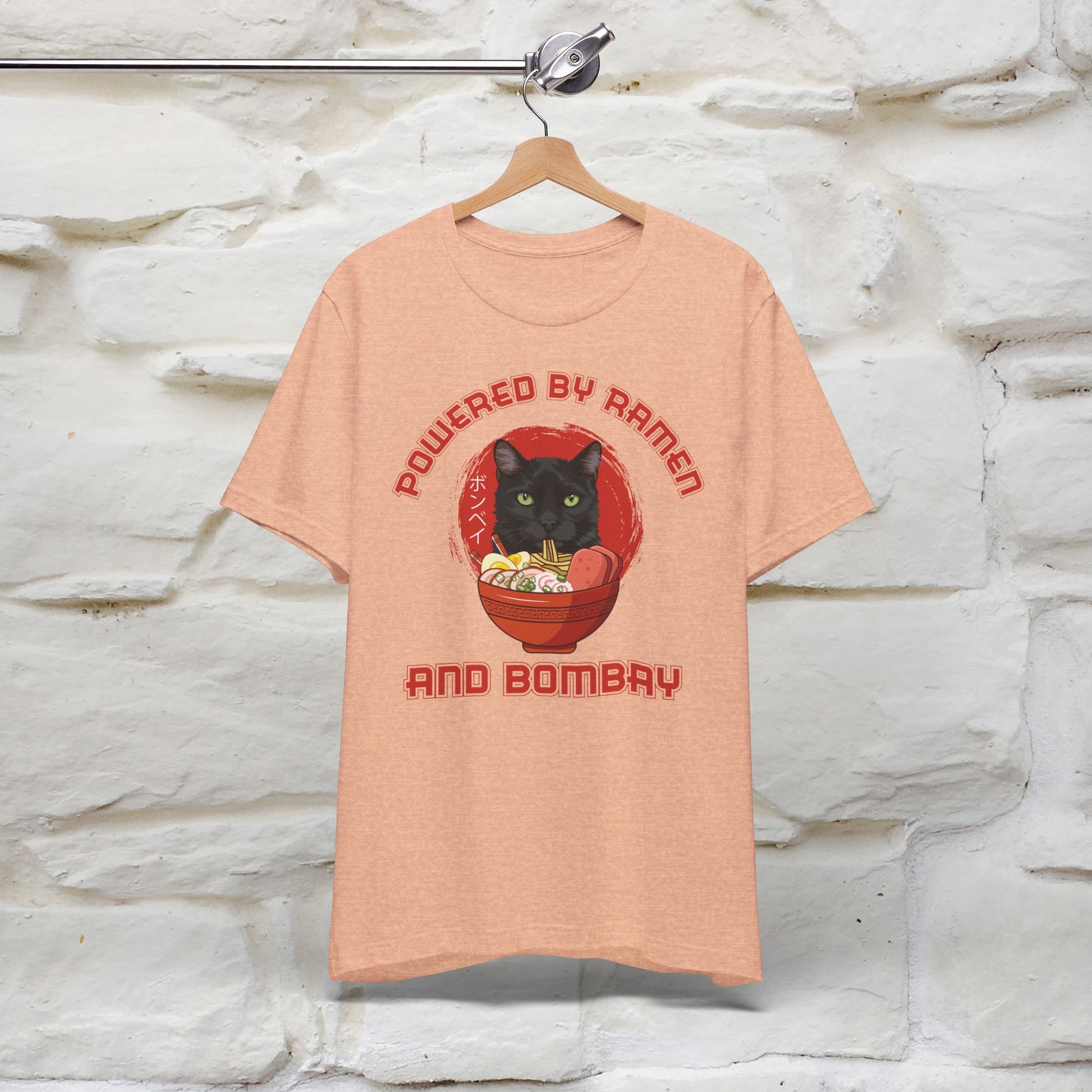 "Powered By Ramen And Bombay" Cat T-Shirt for Men & Women | 100% Cotton* - Nunu&Miao Studio