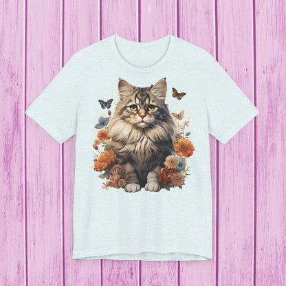 ''Floral Feline Fantasy'' Cat T-shirt for Women 100% Cotton*