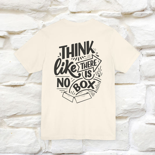 "Think Like There Is No Box" Cat T-Shirt for Men & Women | Front & Back Design | 100% Cotton*