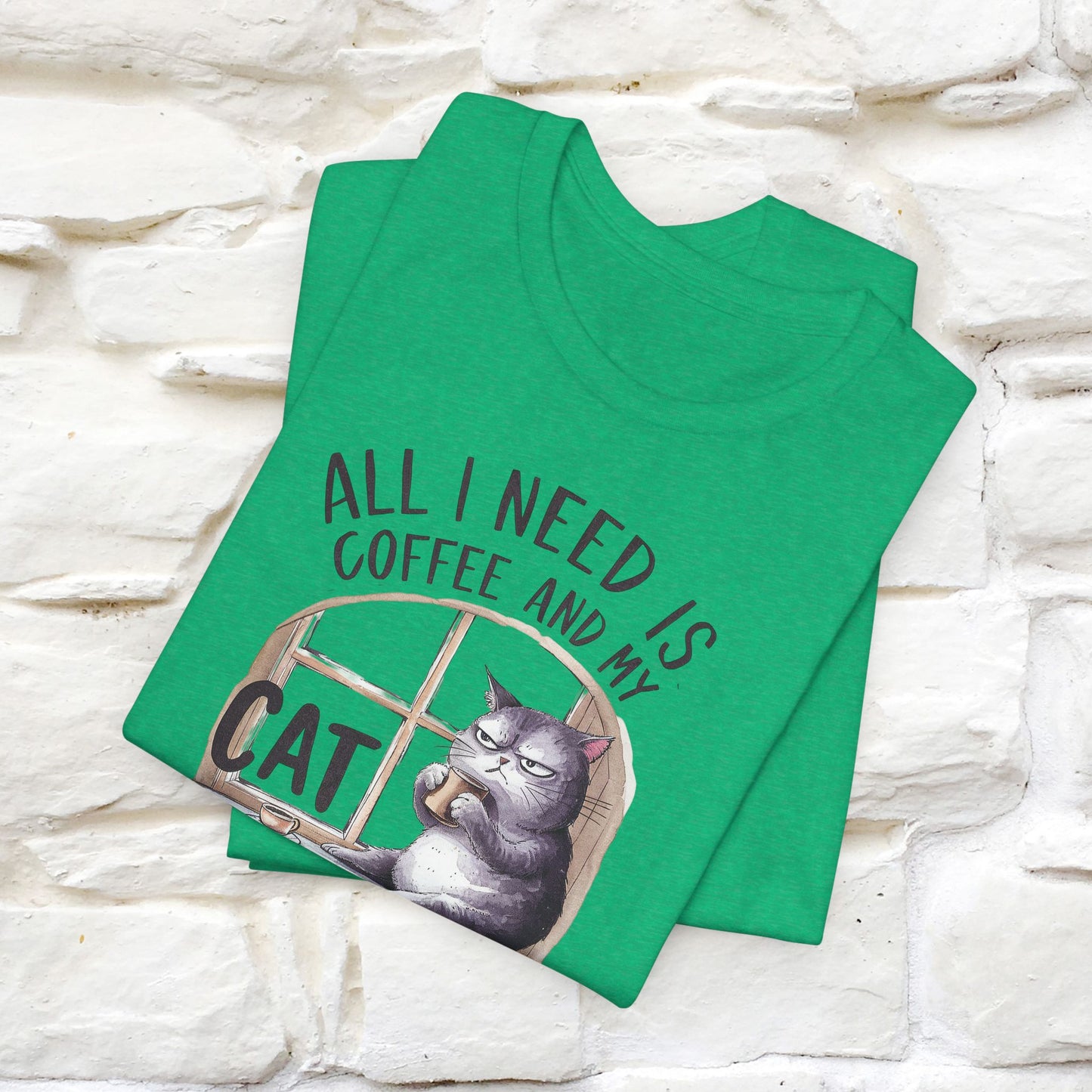 All I Need Is Coffee and My Cat, It's Too Peopley Outside T-Shirt | Funny Cat Shirt for Men & Women | 100% Cotton*