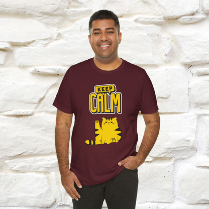 Keep Calm Cat T-Shirt for Men & Women | 100% Cotton* Relaxed Cat Lover Tee