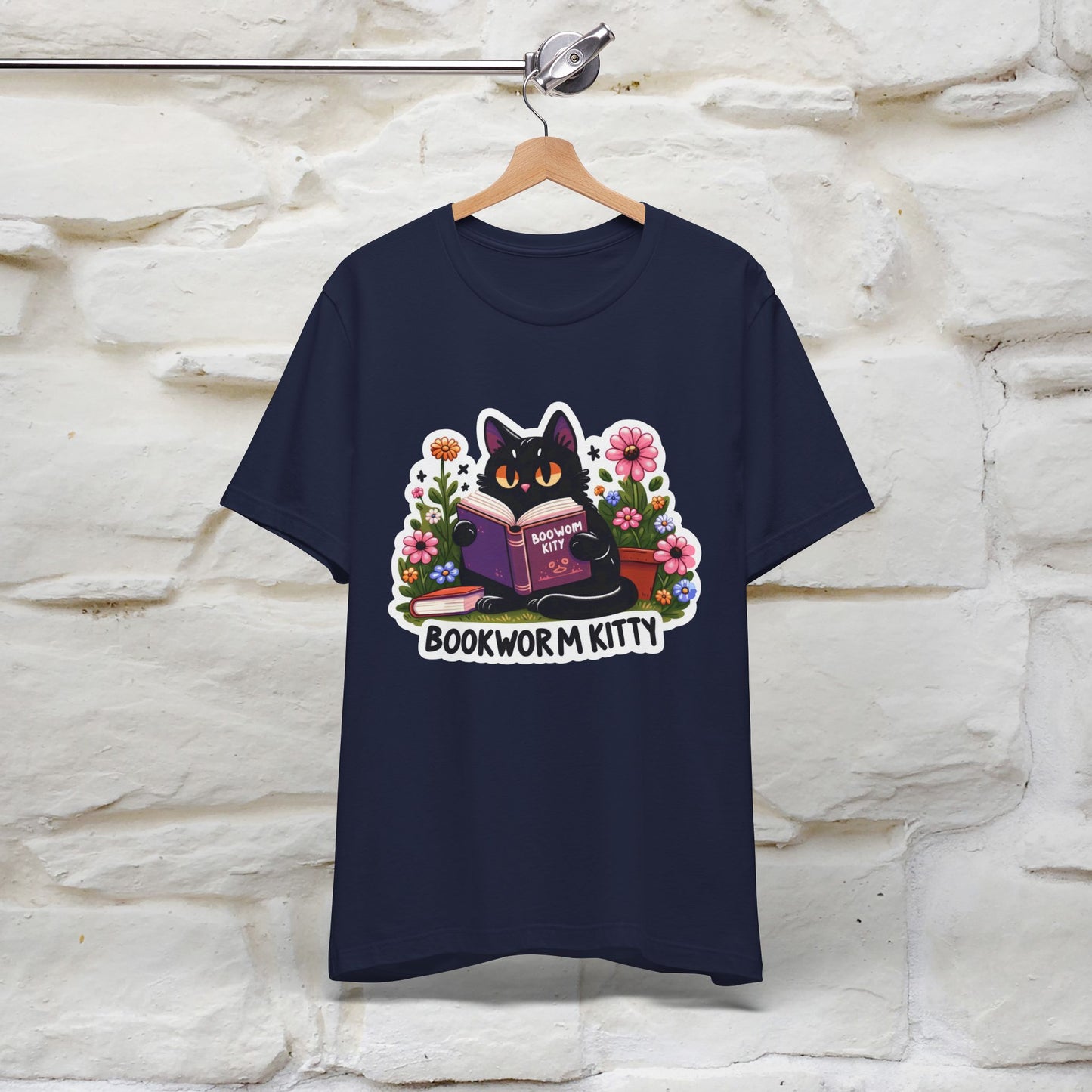 "Bookworm Kitty" Cat T-Shirt for Women | 100% Cotton* | Book Lover Tee